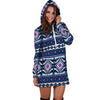 Blue Tribal Aztec Eagles Hoodie Dress-grizzshop