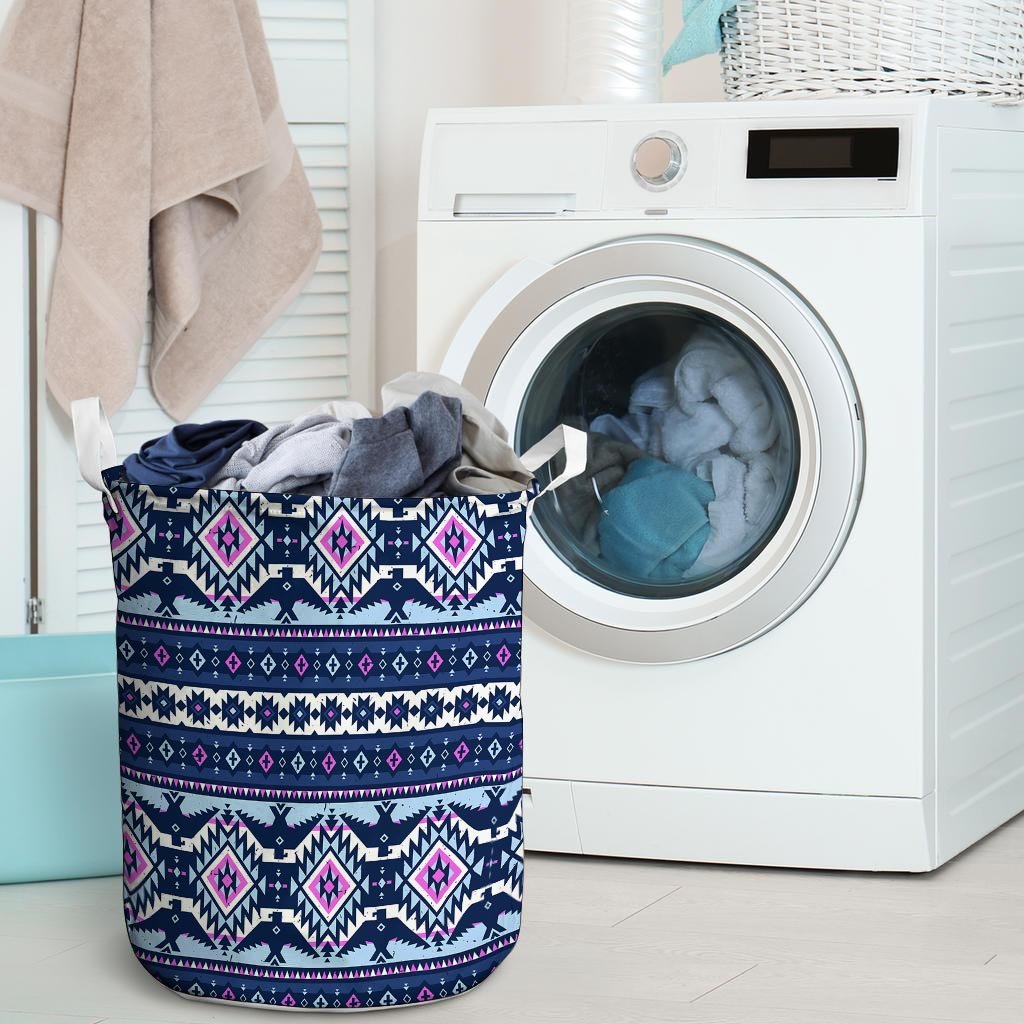 Blue Tribal Aztec Eagles Laundry Basket-grizzshop