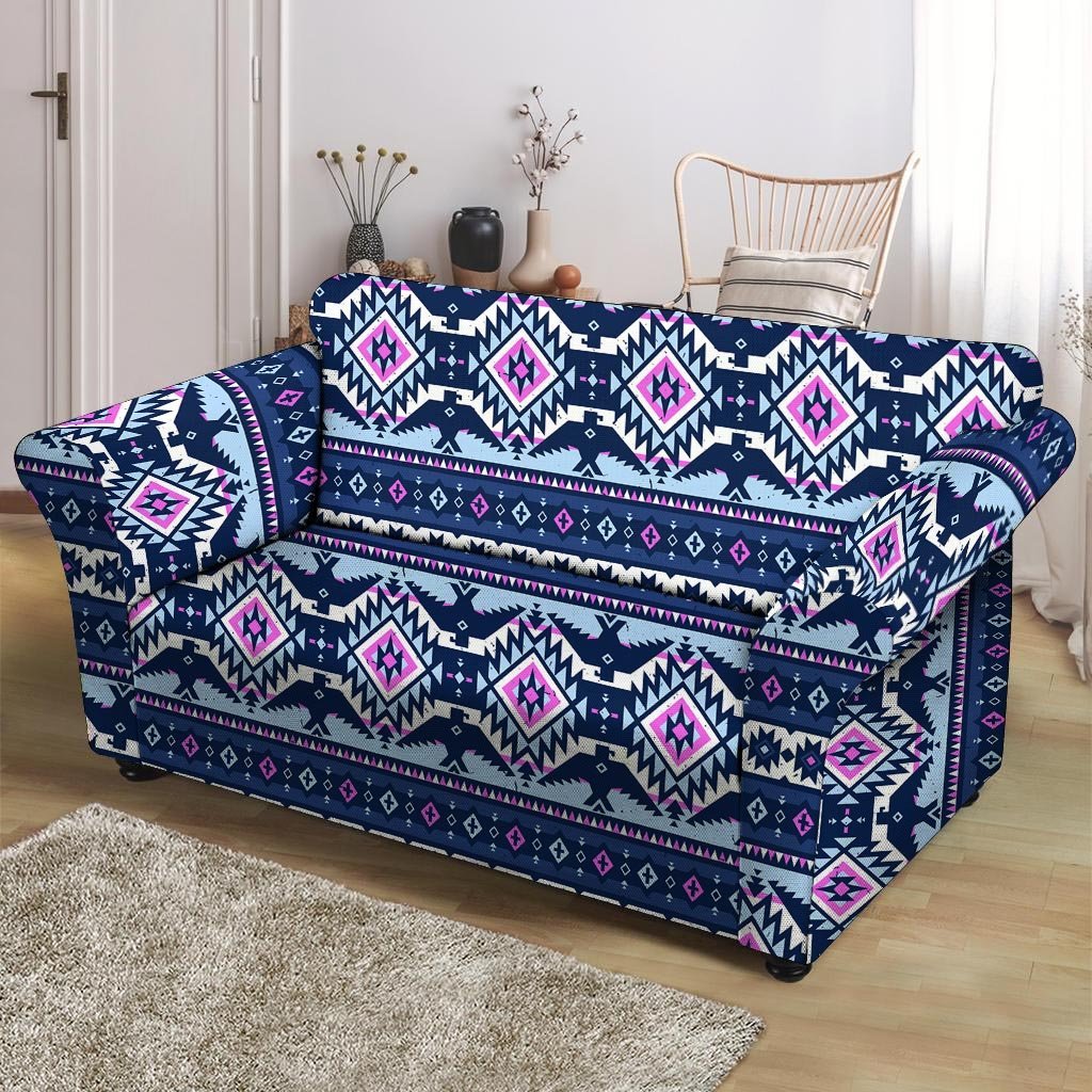 Blue Tribal Aztec Eagles Loveseat Cover-grizzshop