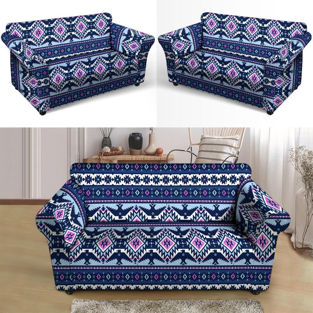 Blue Tribal Aztec Eagles Loveseat Cover-grizzshop