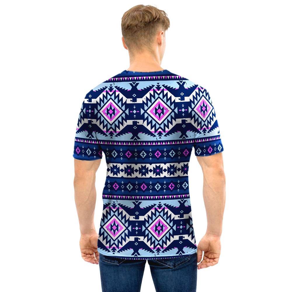 Blue Tribal Aztec Eagles Men T Shirt-grizzshop