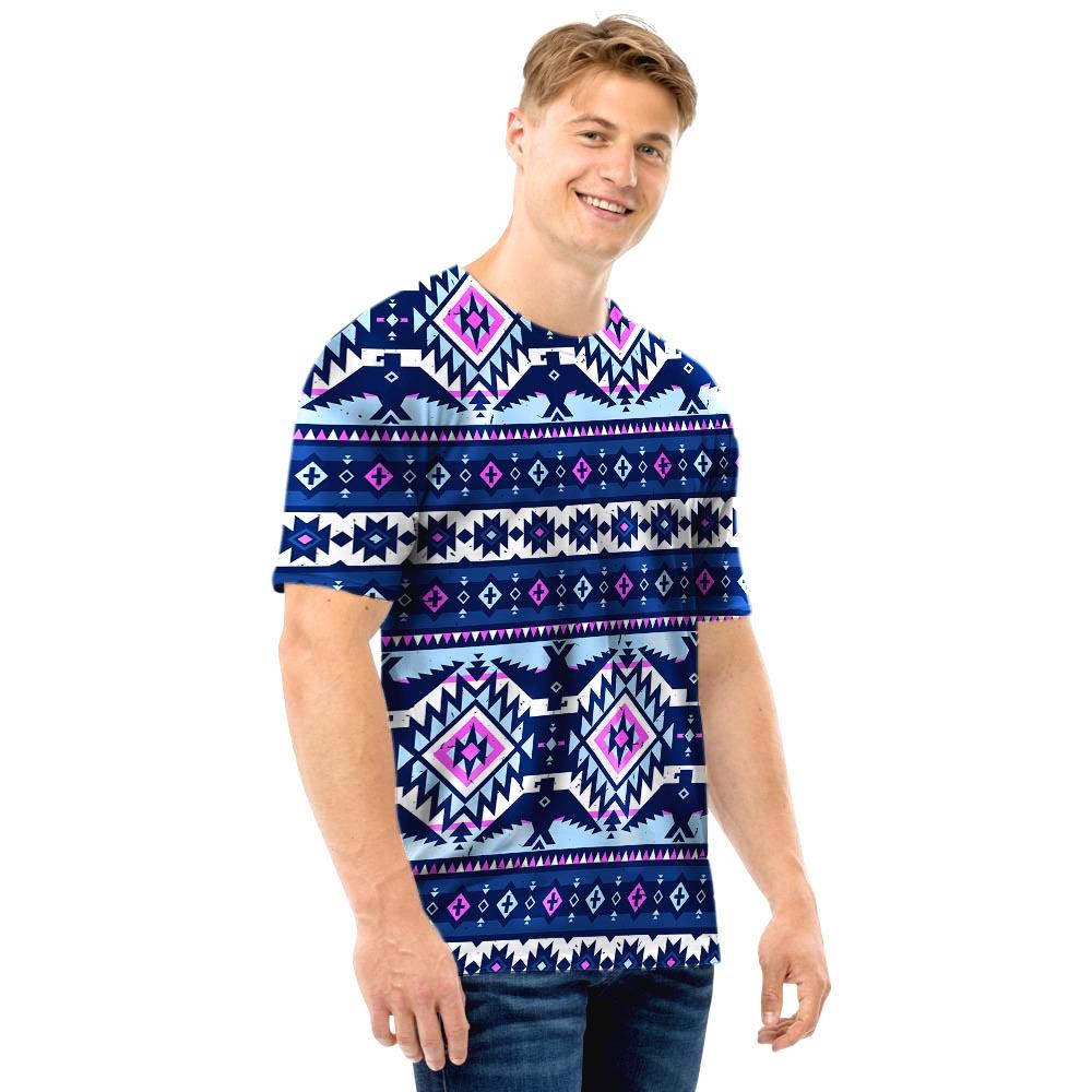 Blue Tribal Aztec Eagles Men T Shirt-grizzshop