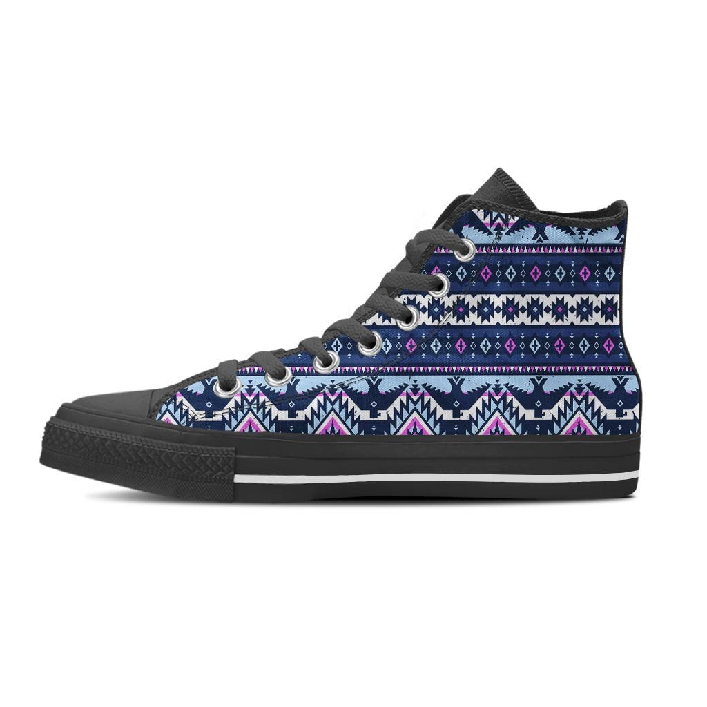 Blue Tribal Aztec Eagles Men's High Top Shoes-grizzshop