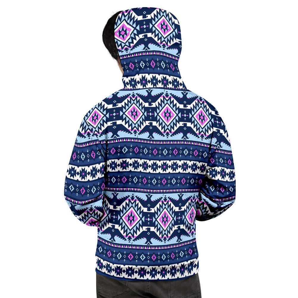 Blue Tribal Aztec Eagles Men's Hoodie-grizzshop