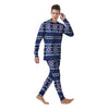 Blue Tribal Aztec Eagles Men's Pajamas-grizzshop