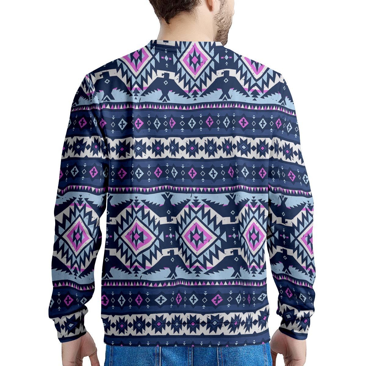 Blue Tribal Aztec Eagles Men's Sweatshirt-grizzshop