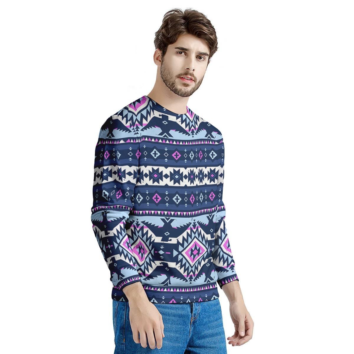 Blue Tribal Aztec Eagles Men's Sweatshirt-grizzshop