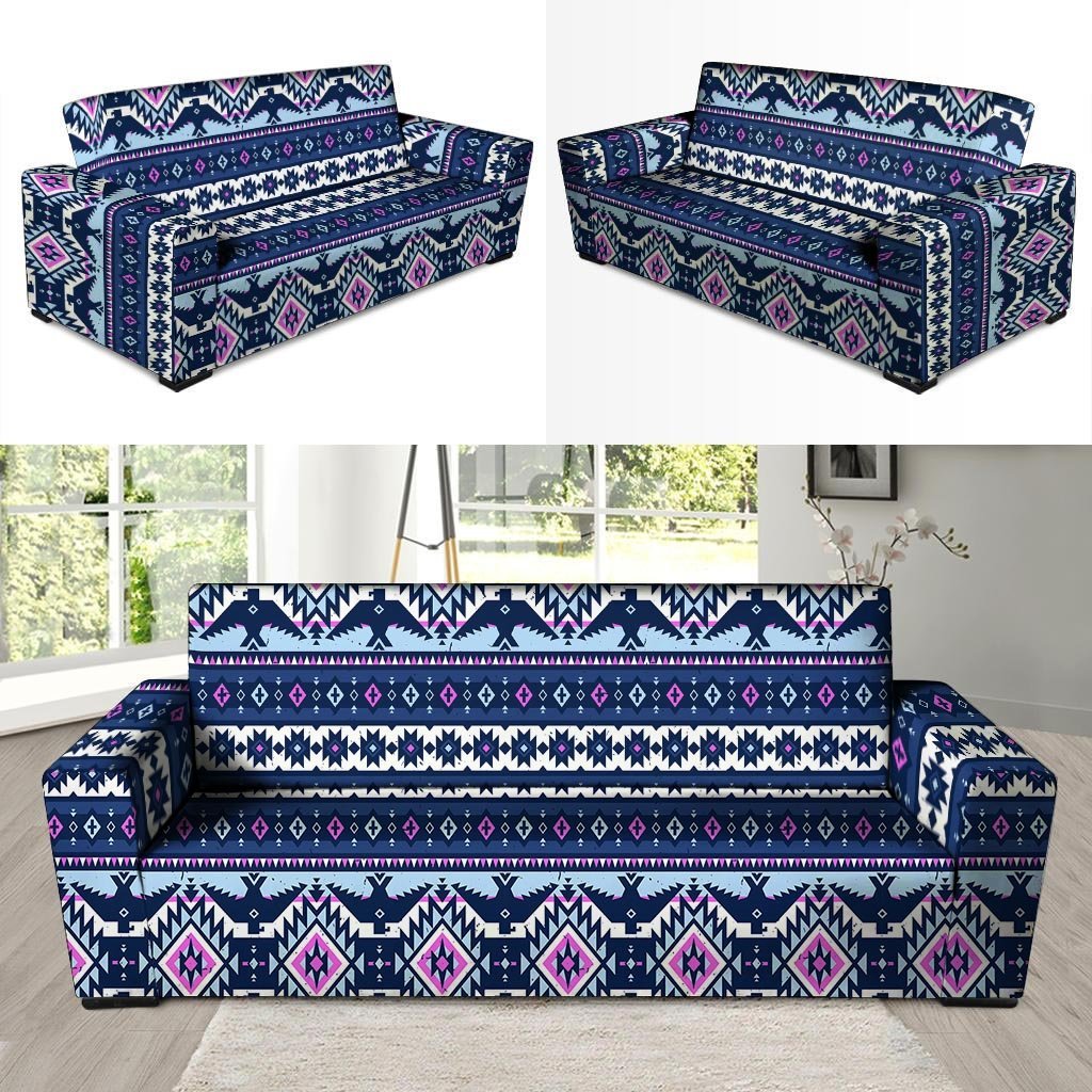 Blue Tribal Aztec Eagles Sofa Cover-grizzshop