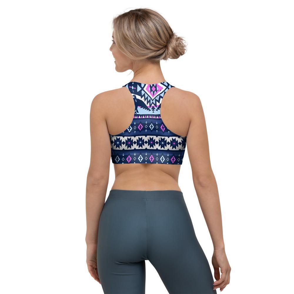 Blue Tribal Aztec Eagles Sports Bra-grizzshop