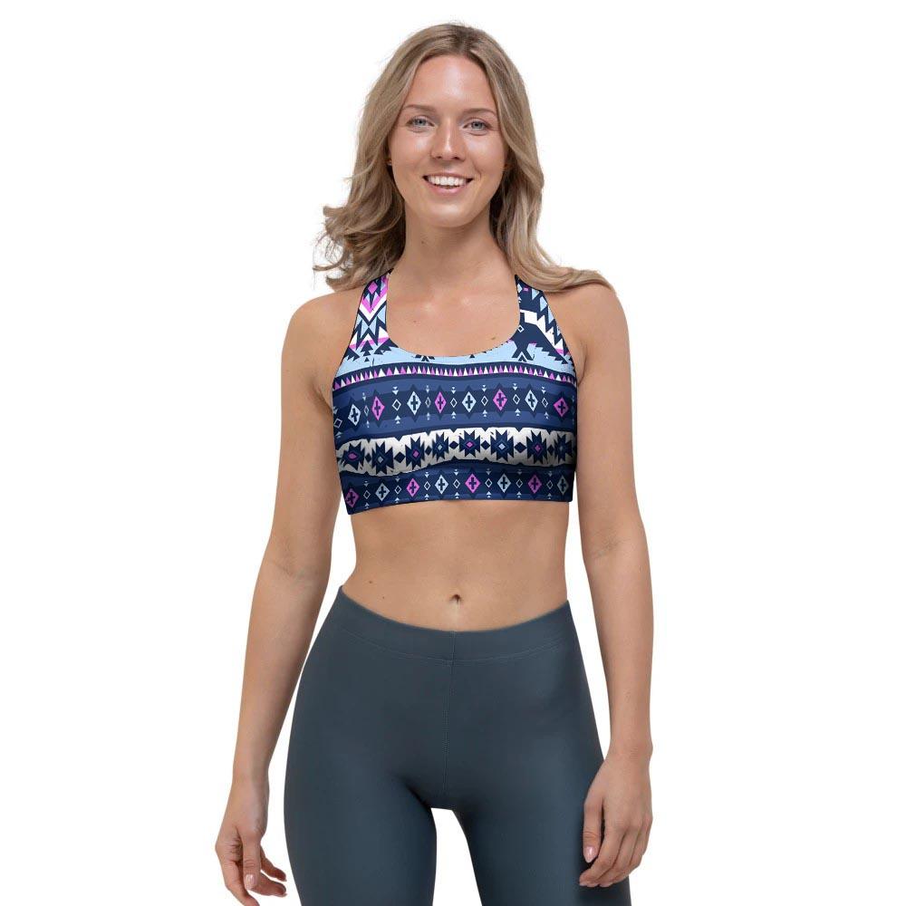 Blue Tribal Aztec Eagles Sports Bra-grizzshop