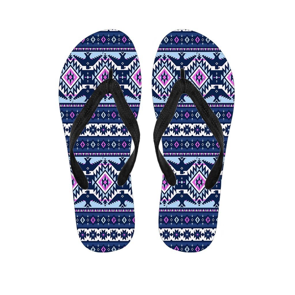 Blue Tribal Aztec Eagles Women's Flip Flops-grizzshop