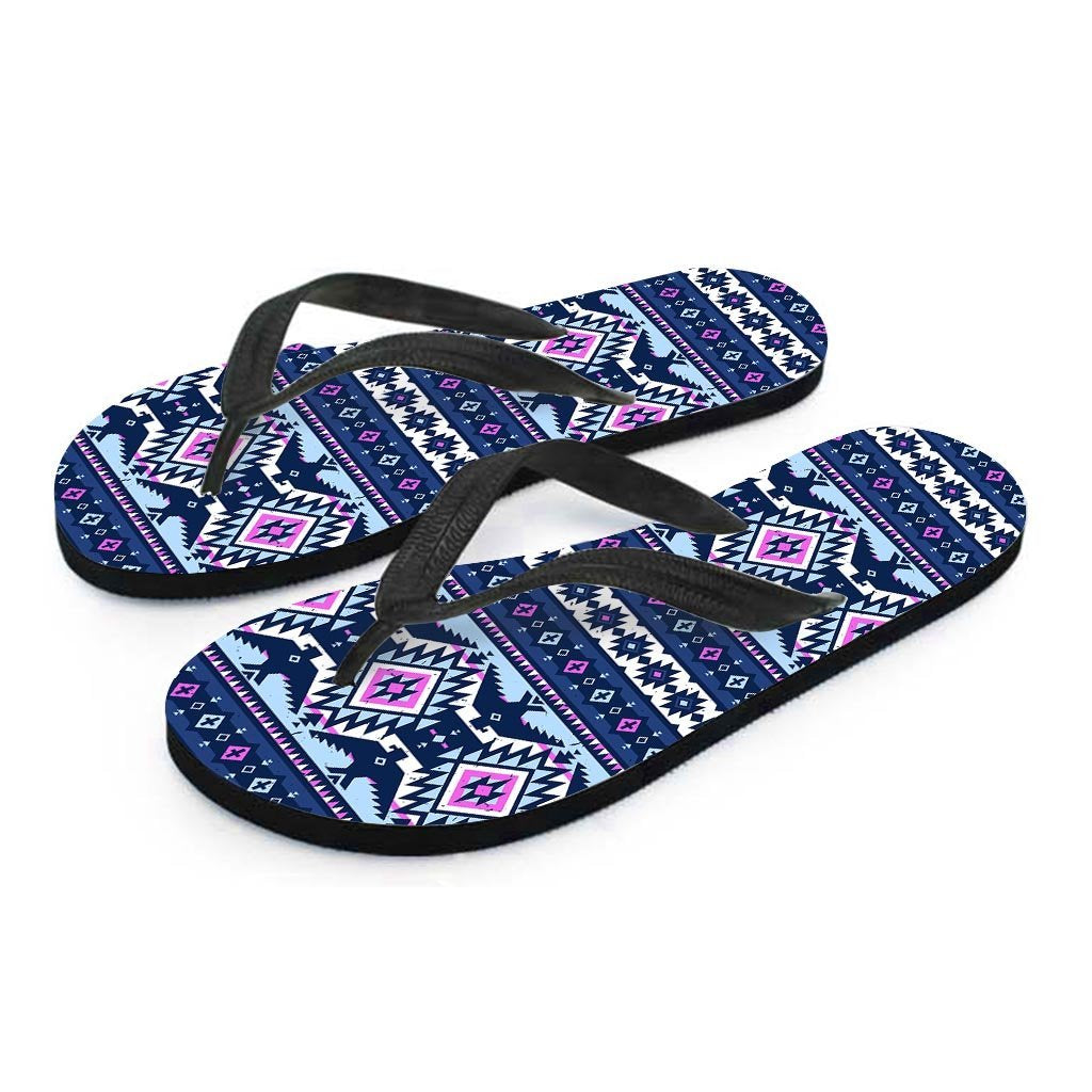 Blue Tribal Aztec Eagles Women's Flip Flops-grizzshop