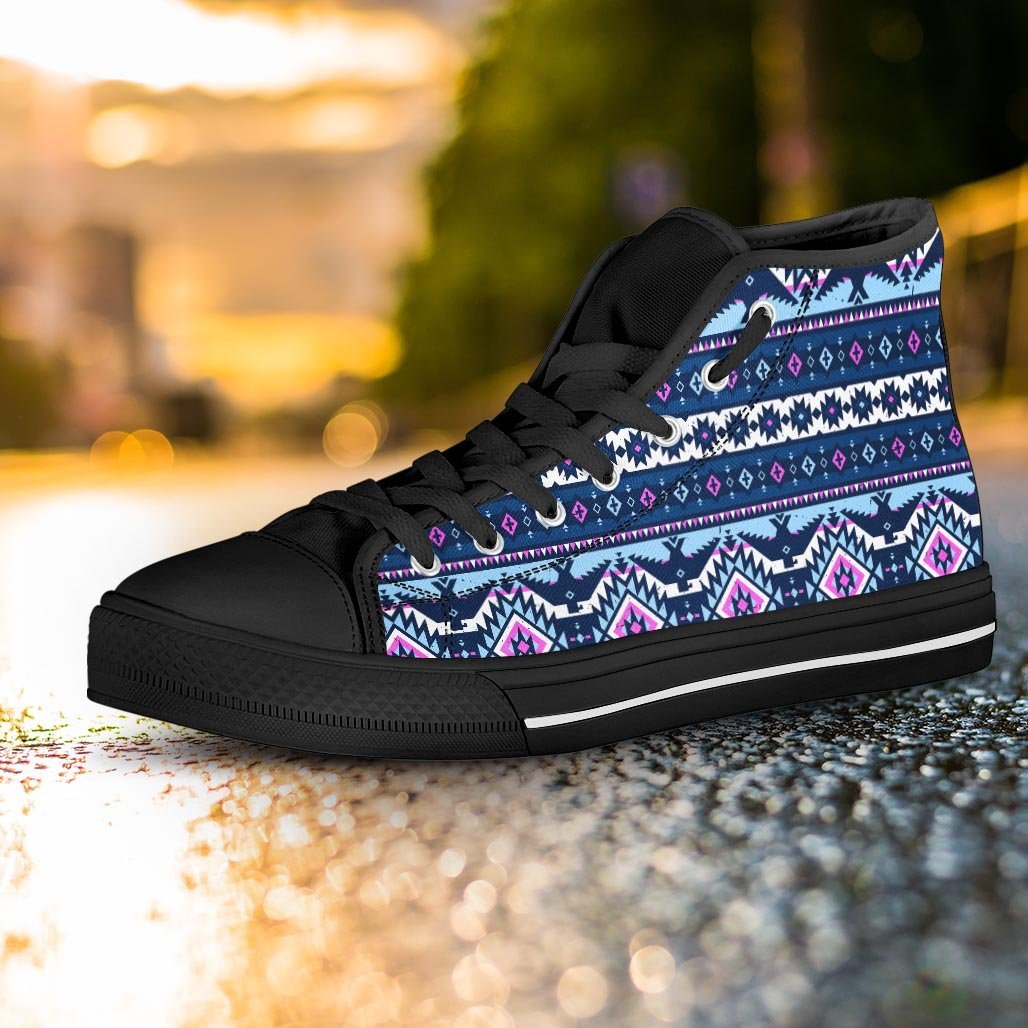 Blue Tribal Aztec Eagles Women's High Top Shoes-grizzshop
