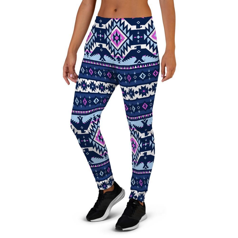 Blue Tribal Aztec Eagles Women's Joggers-grizzshop