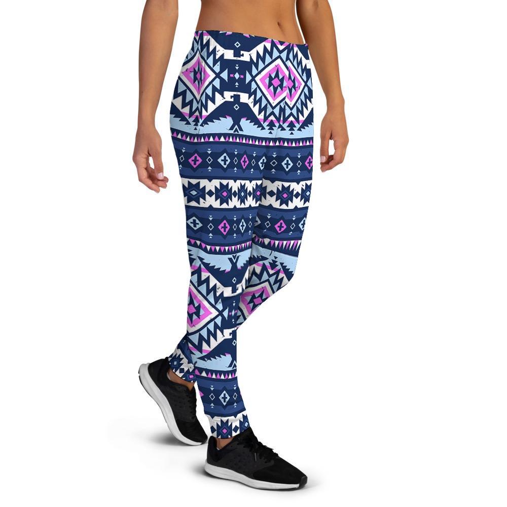 Blue Tribal Aztec Eagles Women's Joggers-grizzshop