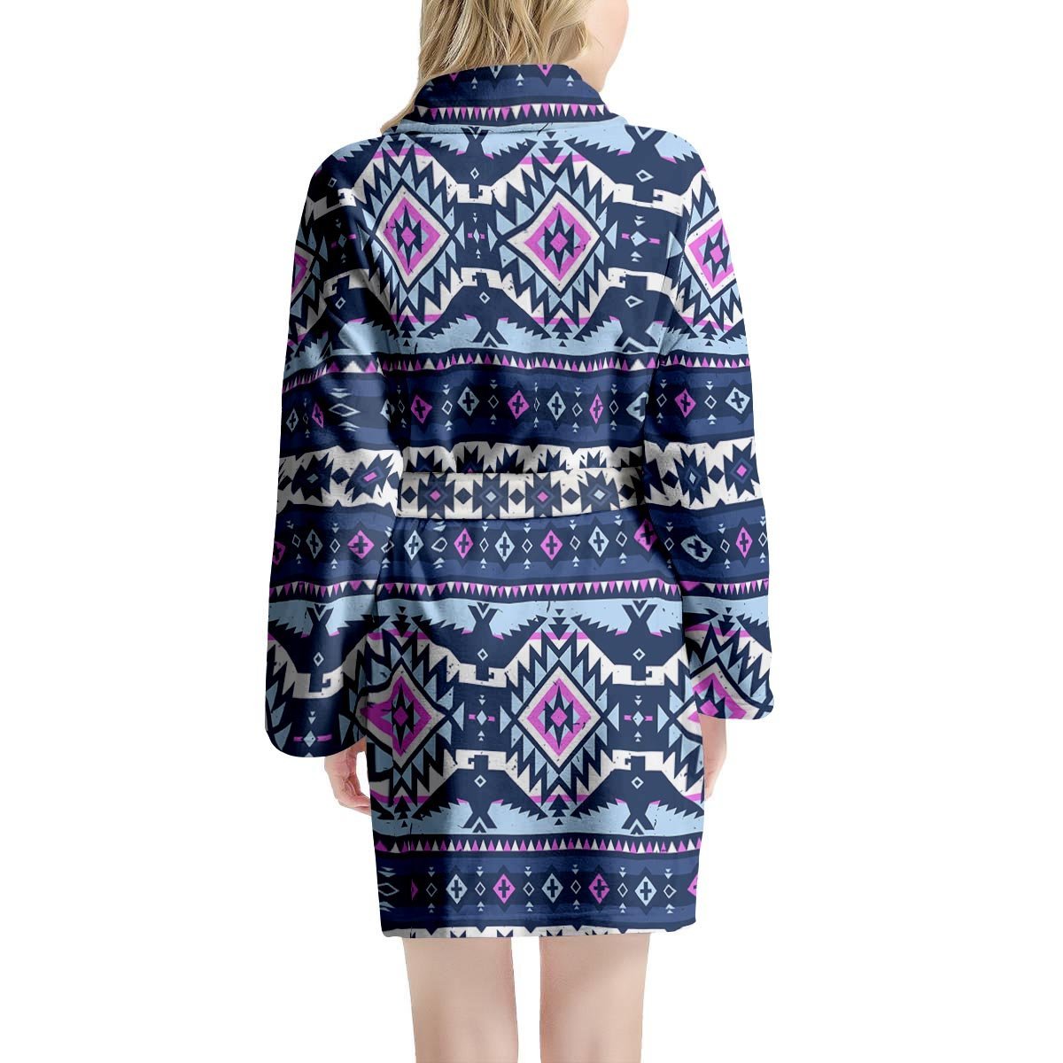 Blue Tribal Aztec Eagles Women's Robe-grizzshop