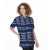 Blue Tribal Aztec Eagles Women's Short Sleeve Shirts-grizzshop