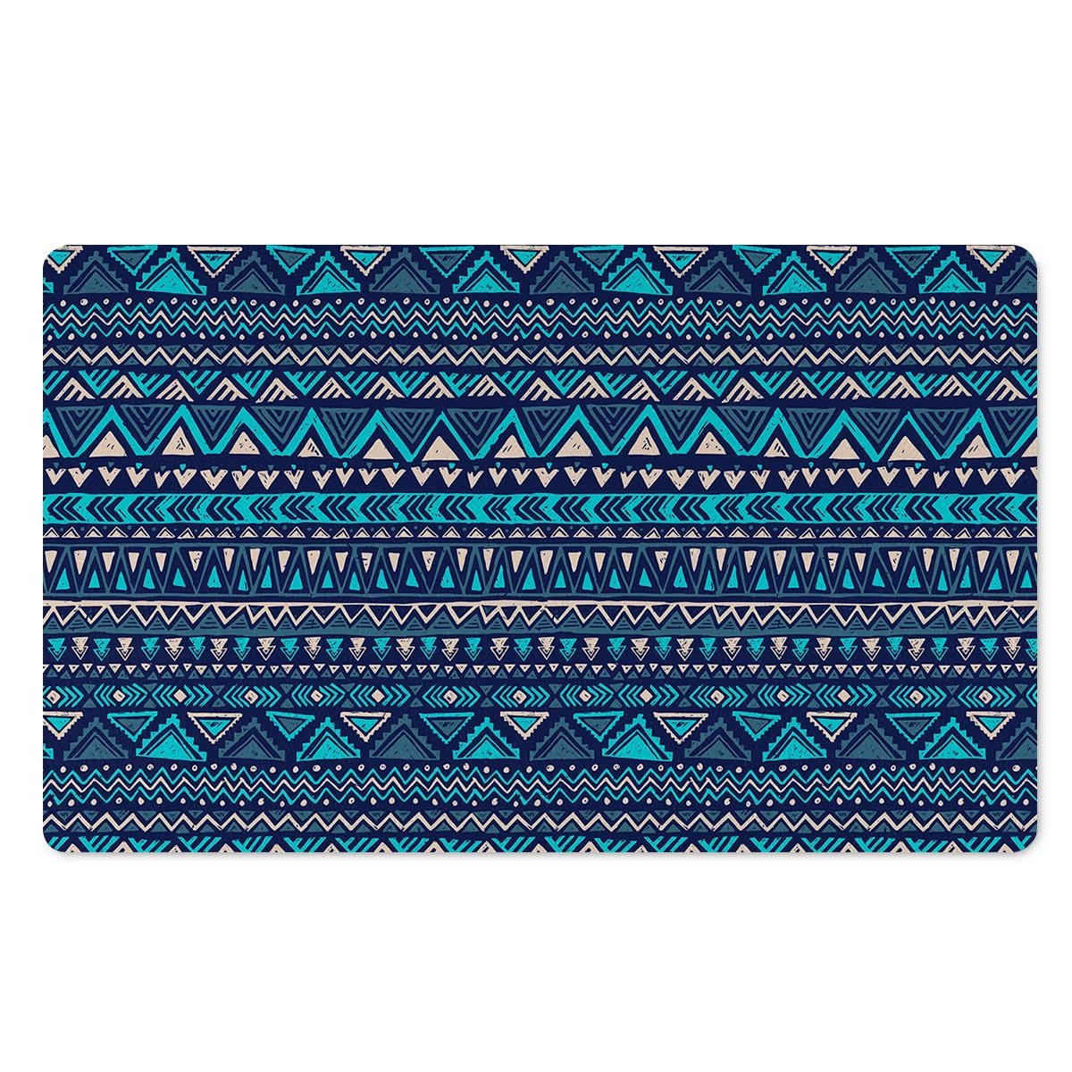 Blue Tribal Aztec Hand Drawn Door Mat-grizzshop