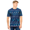 Blue Tribal Aztec Hand Drawn Men T Shirt-grizzshop