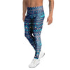 Blue Tribal Aztec Hand Drawn Men's Leggings-grizzshop