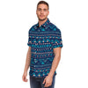 Blue Tribal Aztec Hand Drawn Men's Short Sleeve Shirt-grizzshop