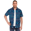 Blue Tribal Aztec Hand Drawn Men's Short Sleeve Shirt-grizzshop