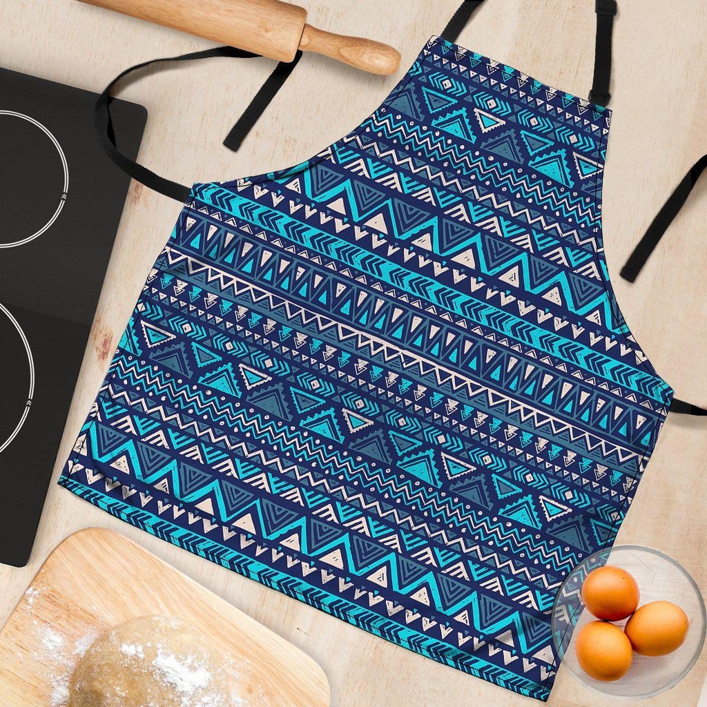 Blue Tribal Aztec Hand Drawn Women's Apron-grizzshop