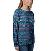 Blue Tribal Aztec Hand Drawn Women's Sweatshirt-grizzshop