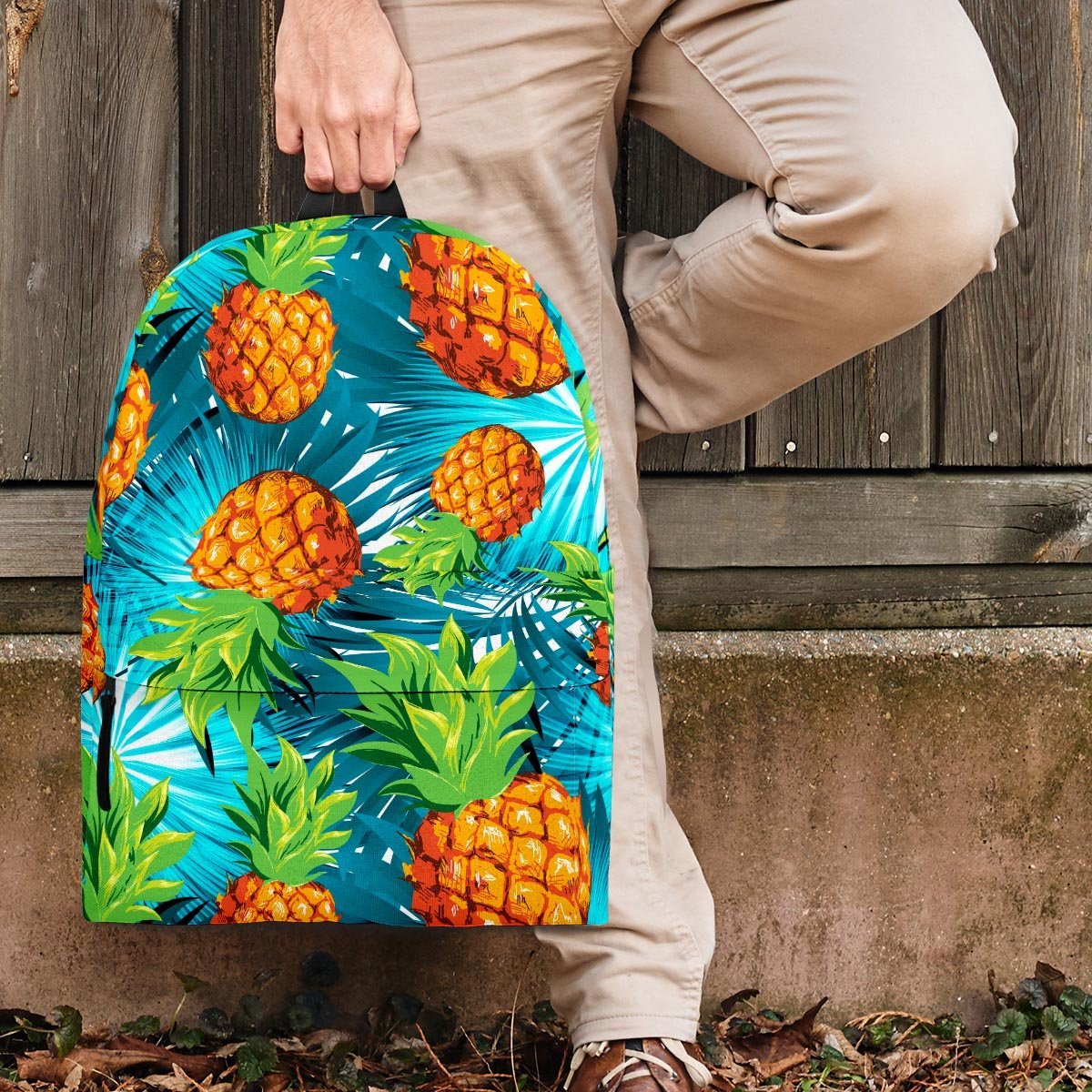 Blue Tropical Hawaiian Pineapple Print Backpack-grizzshop