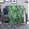 Blue Tropical Hawaiian Pineapple Print Blanket-grizzshop