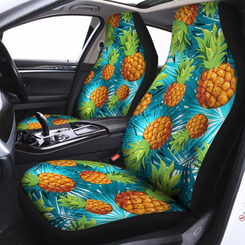 Blue Tropical Hawaiian Pineapple Print Car Seat Covers-grizzshop