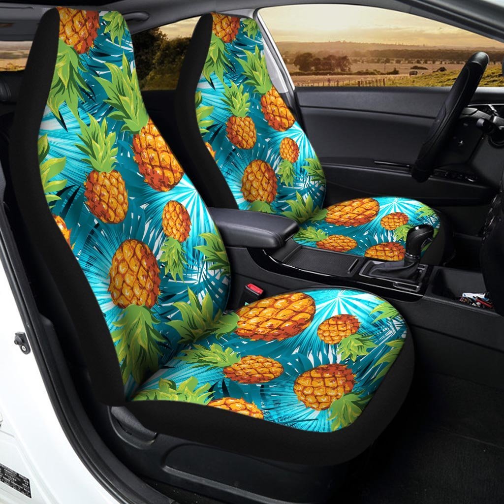 Blue Tropical Hawaiian Pineapple Print Car Seat Covers-grizzshop