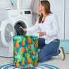 Blue Tropical Hawaiian Pineapple Print Laundry Basket-grizzshop