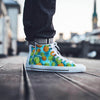 Blue Tropical Hawaiian Pineapple Print Men's High Top Shoes-grizzshop