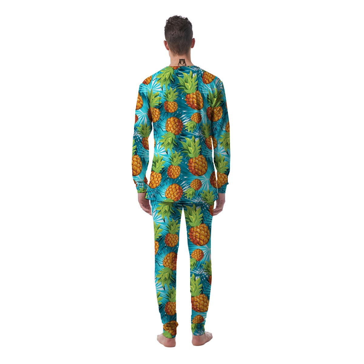 Blue Tropical Hawaiian Pineapple Print Men's Pajamas-grizzshop