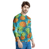 Blue Tropical Hawaiian Pineapple Print Men's Sweatshirt-grizzshop