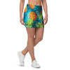 Blue Tropical Hawaiian Pineapple Print Mini Skirt-grizzshop