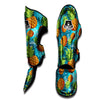 Blue Tropical Hawaiian Pineapple Print Muay Thai Shin Guard-grizzshop