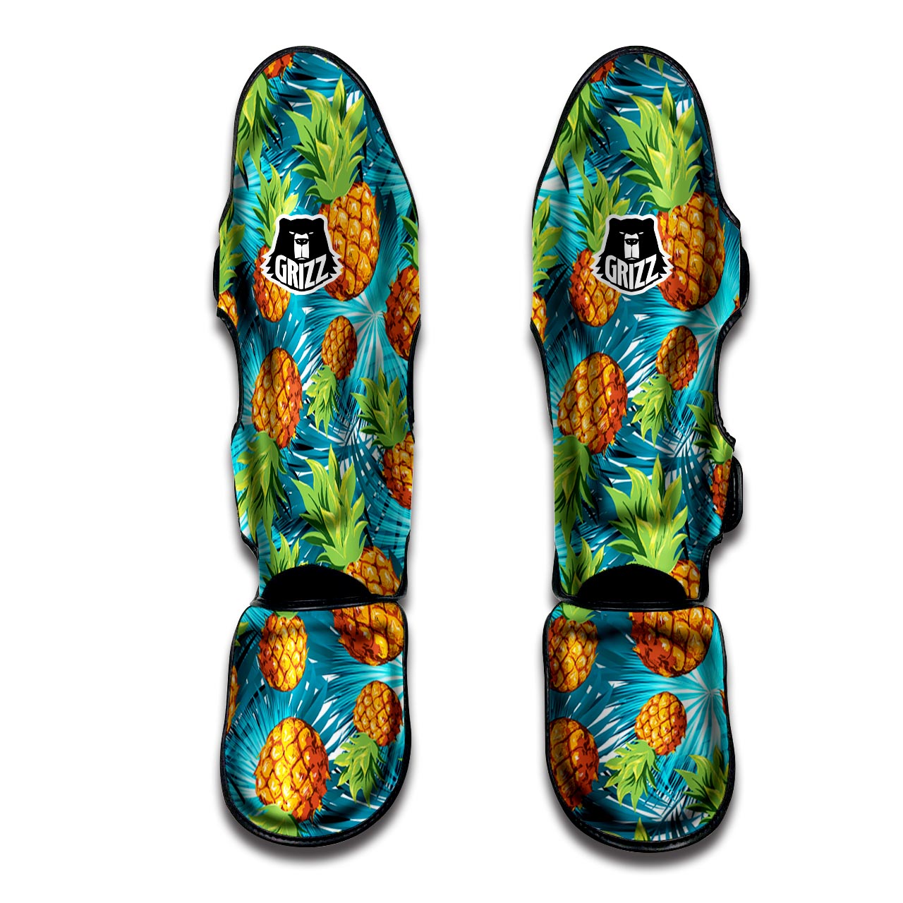 Blue Tropical Hawaiian Pineapple Print Muay Thai Shin Guard-grizzshop