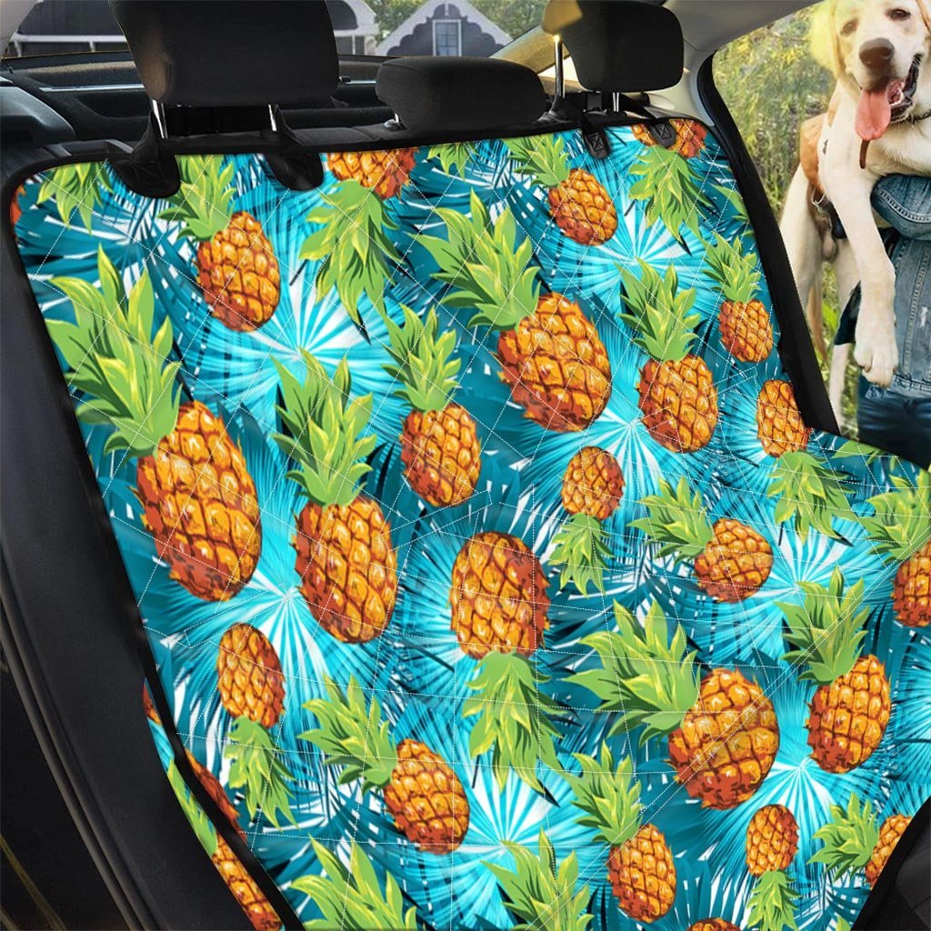 Blue Tropical Hawaiian Pineapple Print Pet Car Seat Cover-grizzshop