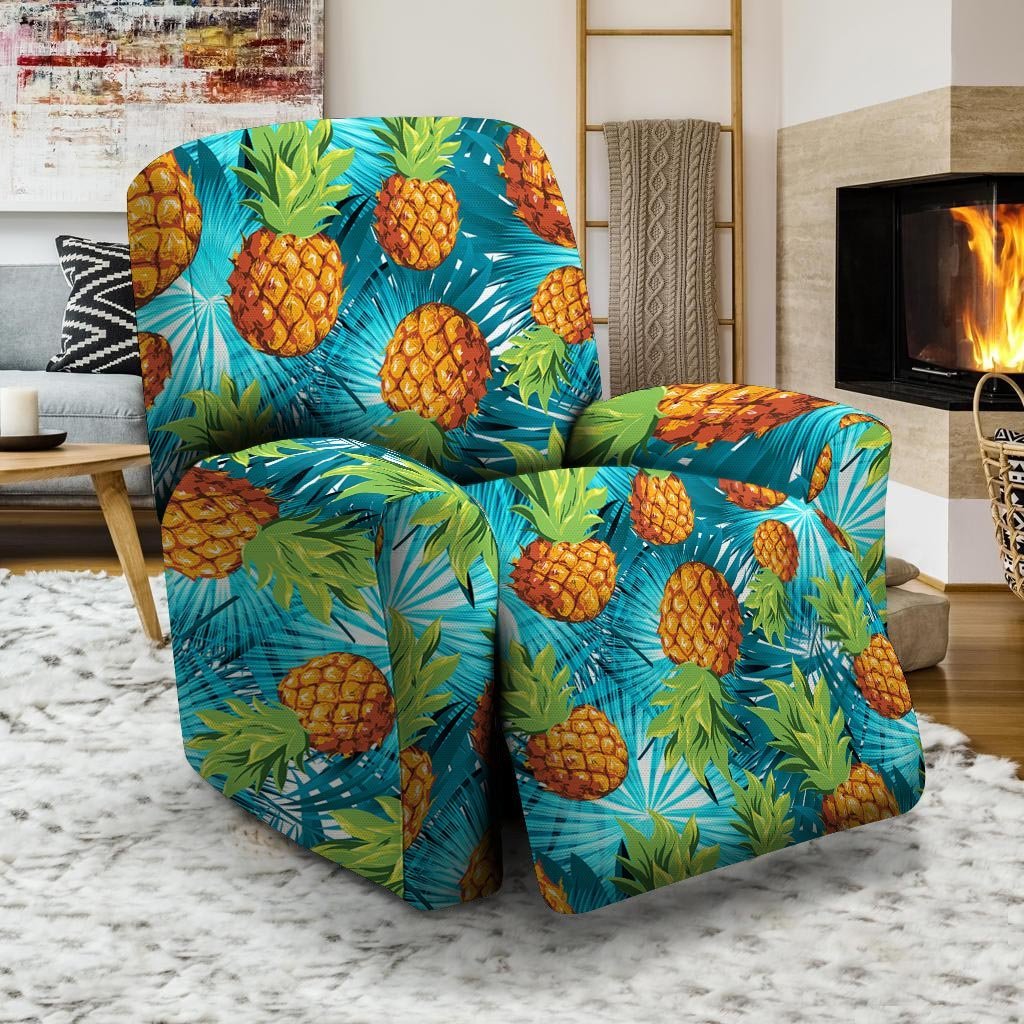 Blue Tropical Hawaiian Pineapple Print Recliner Cover-grizzshop