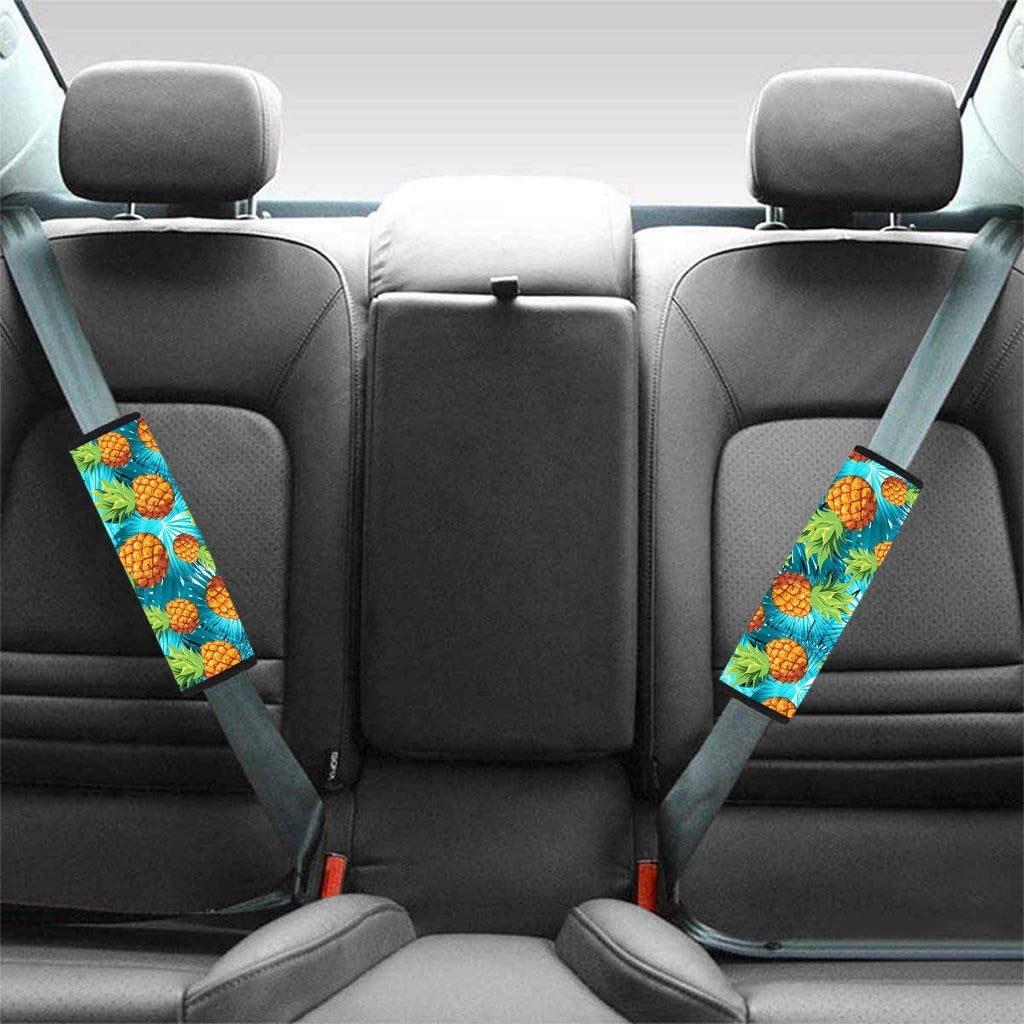 Blue Tropical Hawaiian Pineapple Print Seat Belt Cover-grizzshop