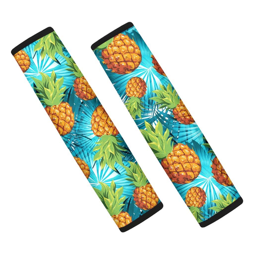 Blue Tropical Hawaiian Pineapple Print Seat Belt Cover-grizzshop