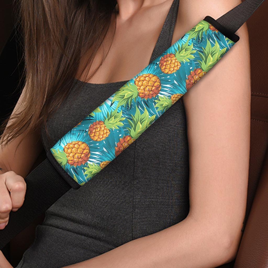 Blue Tropical Hawaiian Pineapple Print Seat Belt Cover-grizzshop