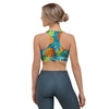 Blue Tropical Hawaiian Pineapple Print Sports Bra-grizzshop