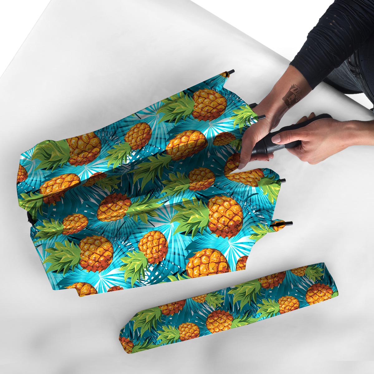 Blue Tropical Hawaiian Pineapple Print Umbrella-grizzshop