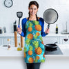 Blue Tropical Hawaiian Pineapple Print Women's Apron-grizzshop