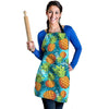 Blue Tropical Hawaiian Pineapple Print Women's Apron-grizzshop