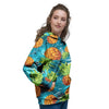 Blue Tropical Hawaiian Pineapple Print Women's Hoodie-grizzshop