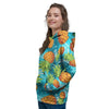 Blue Tropical Hawaiian Pineapple Print Women's Hoodie-grizzshop